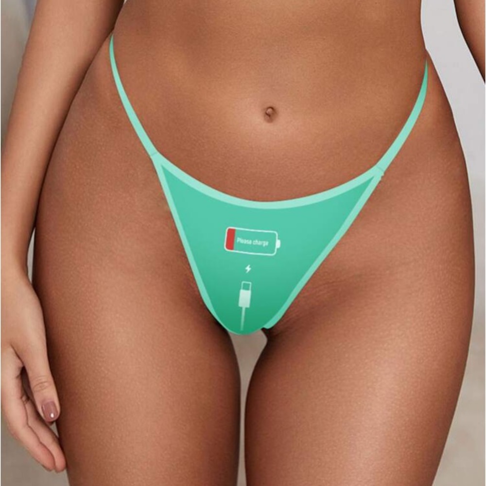 New Inventory 🔥PLEASE CHARGE Slogan Graphic Thong🔥